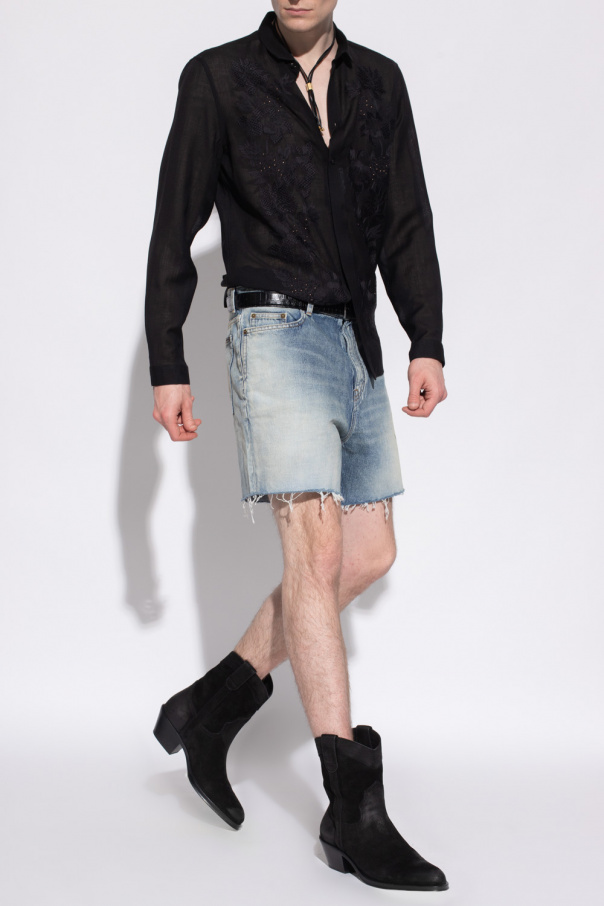 Saint laurent cheap denim shorts